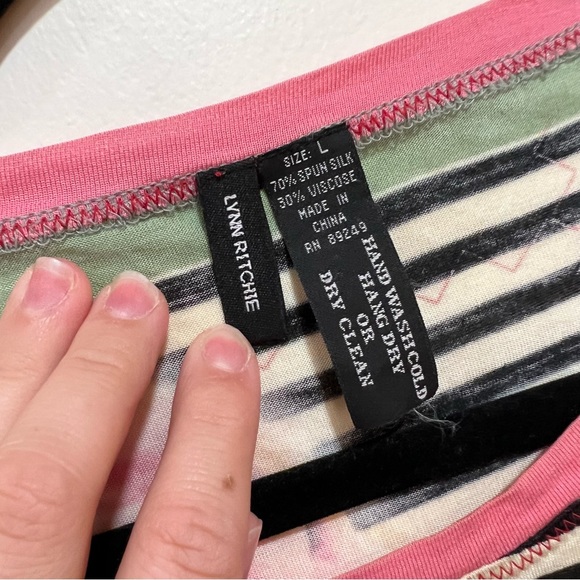 Lynn Richie Y2K Retro Patterned Silk Blend Top - Picture 3 of 5